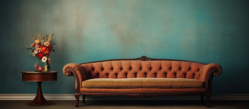 Illustration of a retro style sofa against wall