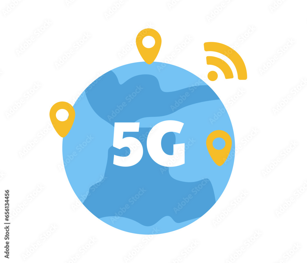 Poster 5g device planet concept. modern gadget for wireless connection. globalization and global communicat