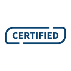 Certified Stamp In Blue Rectangle Shape For Approval Certification

