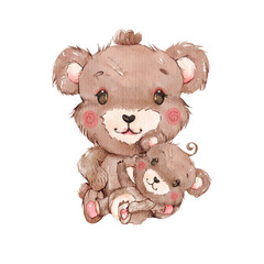 Cute Bear Watercolor, Woodland animals Nursery Decor, Cute Bear illustration, Watercolor Woodland illustration, Bear Animals, Children Books, Greeting Cards, Clipart For Kids.	