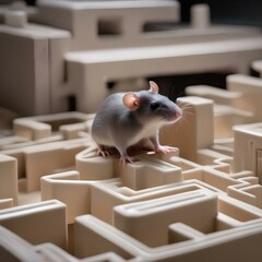 A laboratory rat navigating a maze during a behavioral psychology experiment1 - obrazy, fototapety, plakaty