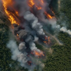 A satellite image of a massive wildfire spreading rapidly through a forested area2