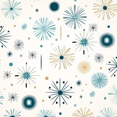 Vintage Christmas Illustration Design: Retro Mid Century Modern Ornaments and Festive Seamless Patterns. Generative AI.
