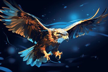 Falcon Light Painting cartoon - obrazy, fototapety, plakaty