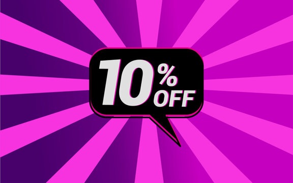 banner tag isolated discout 10 percent off purple