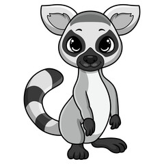Cute lemur cartoon on white background