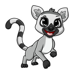 Cute lemur cartoon on white background © frescostudio