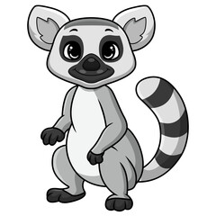 Cute lemur cartoon on white background