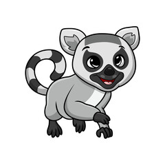 Cute lemur cartoon on white background © frescostudio