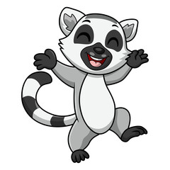 Cute lemur cartoon on white background