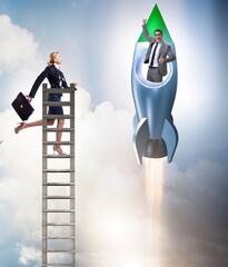 Unequal career opportunities concept for men and women