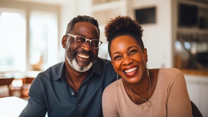 happy african american couple posing together