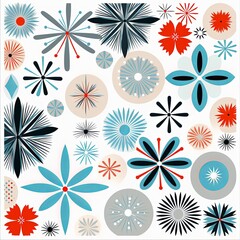 Vintage Christmas Illustration Design: Retro Mid Century Modern Ornaments and Festive  Patterns. Generative AI.