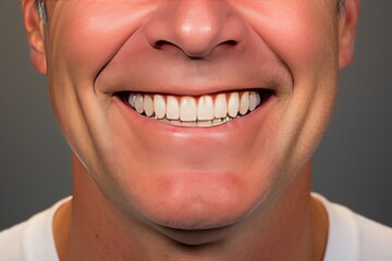 Fototapeta premium Smile of a man with white clean teeth Generative AI