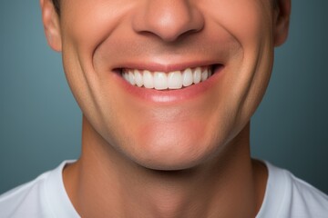 Smile of a man with white clean teeth Generative AI