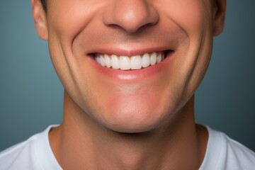 Fototapeta premium Smile of a man with white clean teeth Generative AI