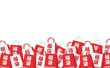 初売・福袋背景03　沢山の紅白の福袋