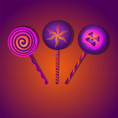 Trick or Treat Lollipop Halloween Sugar neon orange pumpkin