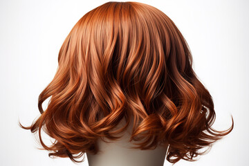 Naklejka premium Wig on a wig stand isolated on white background. Generative AI