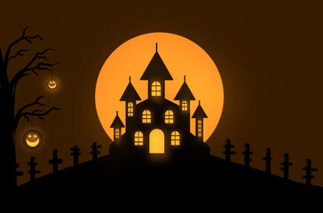 flat desaign halloween ilustration,halloween background, halloween cartoon