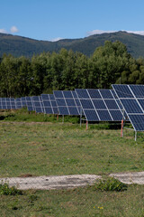 Solar power plant. Solar photovoltaic panels. Solar power generation system.