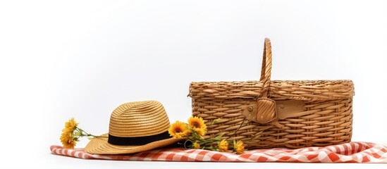 Isolated picnic items on white background