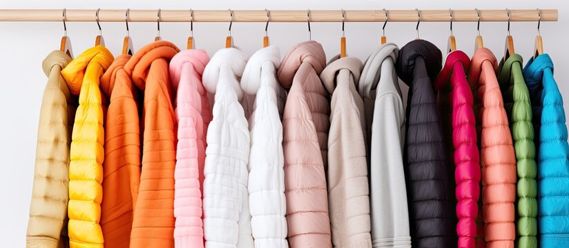 Organize freshly cleaned coats on hangers for superior winter laundry service