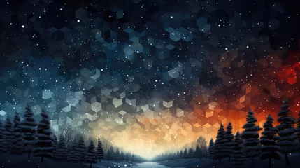Poster digital snowy winter landscape at night © jr-art