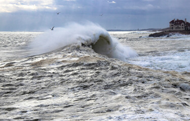 waves breaking on the beach