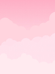 ピンク色の雲・空　背景素材（縦向き）