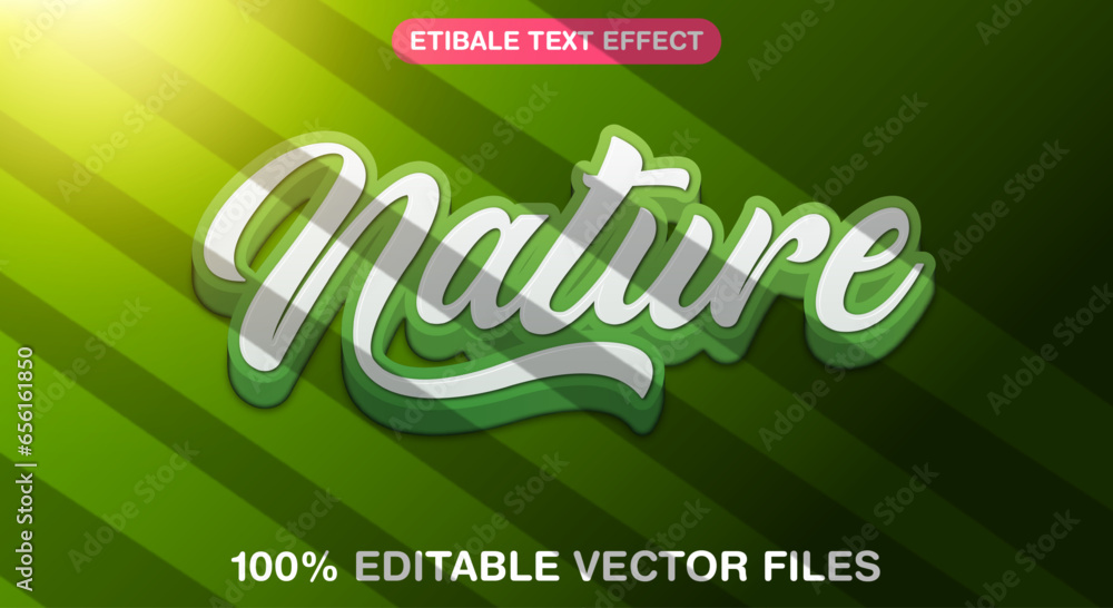 Poster nature 3d style editable text effect with shiny background