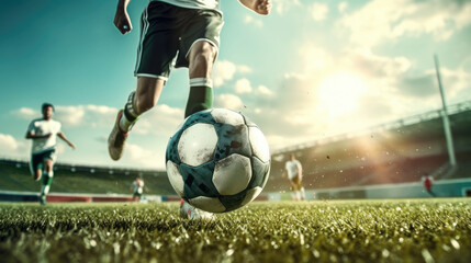Kicking It Up: Playing Soccer in Sports Shoes - obrazy, fototapety, plakaty
