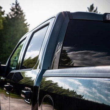 Rear window of a pickup truck