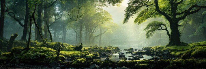 Misty Forest Morning Panorama