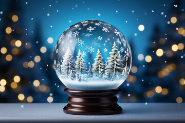 Fototapeta na wymiar Generative AI Image of Magical Snow Globe with Christmas Snowflakes Decoration