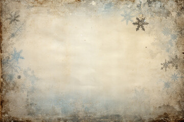 Generative AI Image of Blank Vintage Paper Background with Snowflakes Decoration