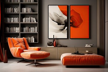 Minimalist Persimmon Living Room