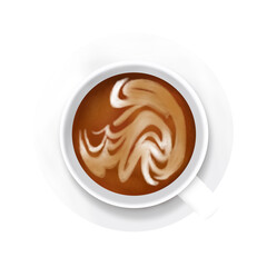 Latte coffee in cup 