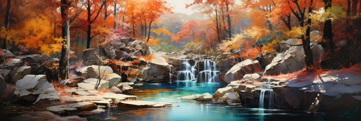 Sunlit Persimmon Waterfall
