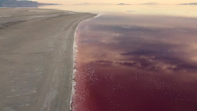 Beautiful Pink Water of the Great Salt Lake Utah