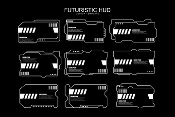 Futuristic cyberpunk sci fi interface element hud technology frame graphic vector design template	 - obrazy, fototapety, plakaty