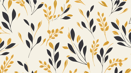 flat Vector illustration Florals ornament golden color Seamlessly pattern, simple, minimalist