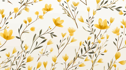 flat Vector illustration Florals ornament golden color Seamlessly pattern, simple, minimalist