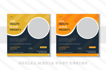 Creative modern business social media post design template whit 2colors