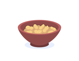 a bowl of peanuts. illustration of a bowl containing boiled peanuts. food and nuts. flat or cartoon illustration design. vector elements of national peanut day. white background
