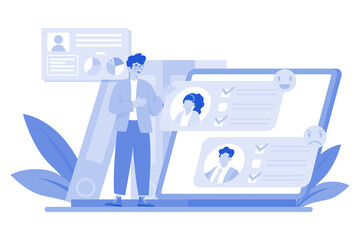 Organizations assess employee satisfaction with online surveys.