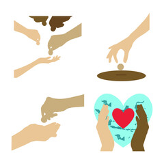 International Day of Charity with Flat Design. On September 5. Vector Icon Set. 