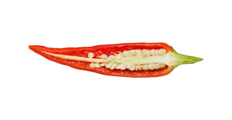 Two red chili peppers, isolated on a white background