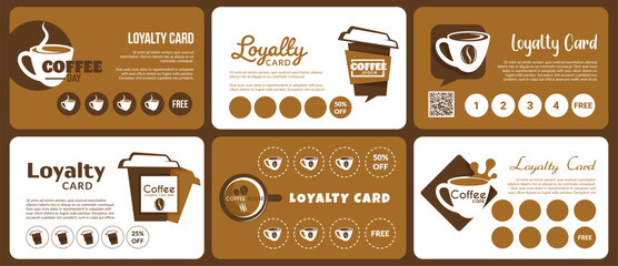 Loyalty card design set for coffee shop promo