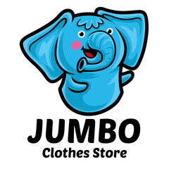 Elephant Clothes Store Logo Mascot Template